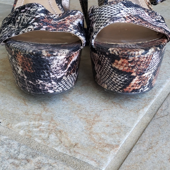 BCBGeneration Snakeskin Platform Wedge Sandals - Picture 8 of 11